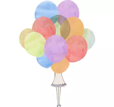 Naljepnica za djecu djevojka sa šarenim balonima - TenStickers