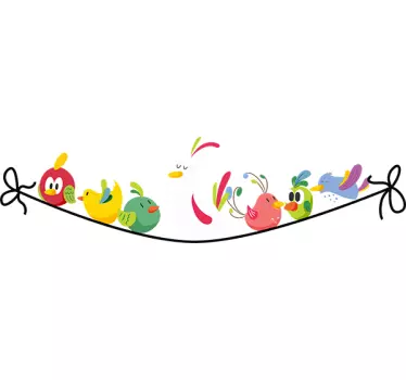 Naljepnica za djecu Šarena ptica u nizu - TenStickers
