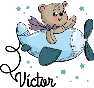 Personalizirana naljepnica aviona s medvjedićem - TenStickers
