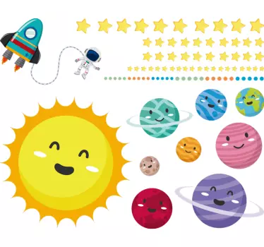 Naljepnica zid dječjeg sunčevog sustava - TenStickers