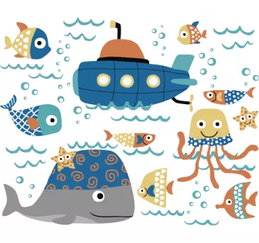 Morski motivi naljepnice ribljih zidova - TenStickers