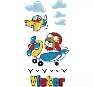 Naljepnica za djecu slatki pilotski lik - TenStickers