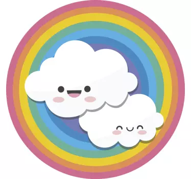 Djeca-duga i oblaci ilustracija naljepnica - TenStickers