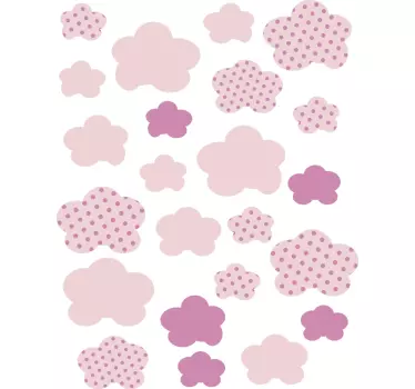 Ružičasti oblaci ilustracija zid art decal - TenStickers