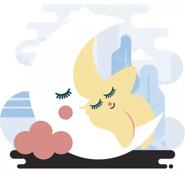 Mjesec i zvijezda ilustracija zidne umjetnosti - TenStickers