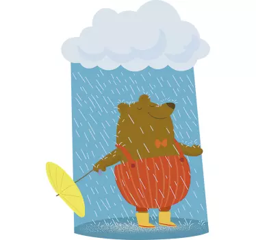 Naljepnica za djecu veseli medvjeđi kišobran - TenStickers