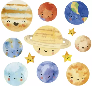 Djeca planeti solarni sustav svemirske zidne naljepnice - TenStickers