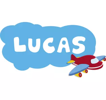 Naljepnica za djecu s imenom i avionom - TenStickers