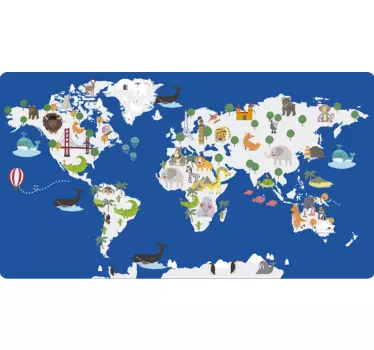 Naljepnica zidova klasične plave cvjetne faune - TenStickers