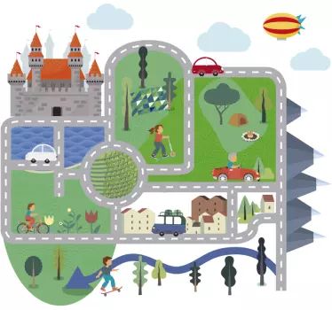 Naljepnica za djecu razigrana scena dvorca - TenStickers