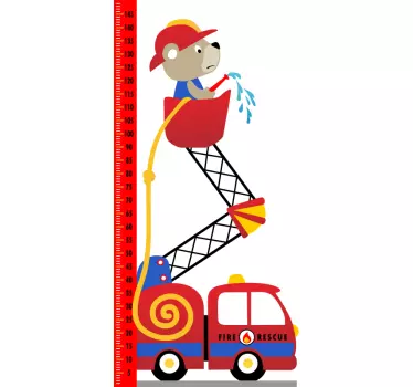 Naljepnica zidne tablice vatrogasnog motora visina grafikona - TenStickers