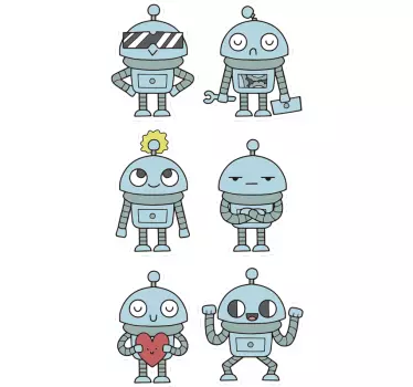 Roboti pakiraju djecu naljepnicu za zid - TenStickers