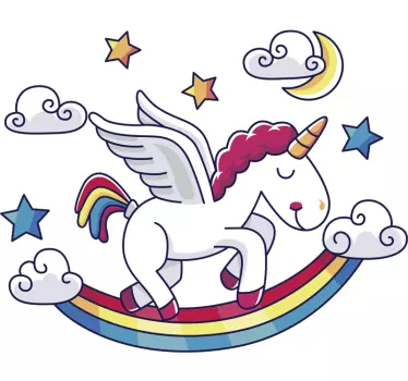Mavrica s jednorog fantasy decal - TenStickers