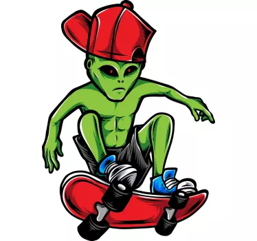 Vanzemaljac na skejtbordu naljepnica za ekstremne sportove - TenStickers