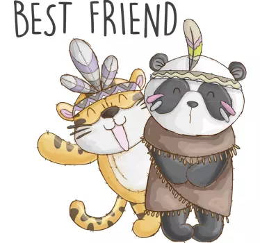 Crtani panda i tigrast prikaz zidne umjetnosti - TenStickers