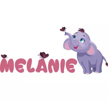 Naljepnica za djecu slatki slon s leptirima - TenStickers