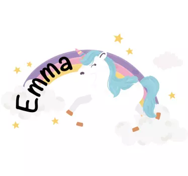 Naljepnica za ilustraciju duginica s jednorog - TenStickers