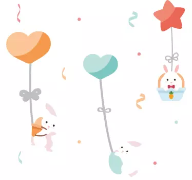 Naljepnica za djecu baloni sa zečićima - TenStickers