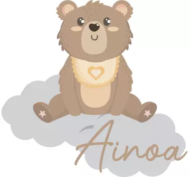 Naljepnica za djecu slatki medo s imenom - TenStickers