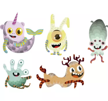 Naljepnica za djecu šarena crtana čudovišta - TenStickers