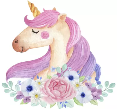 Akvarel unicorn bajka zid decal - TenStickers