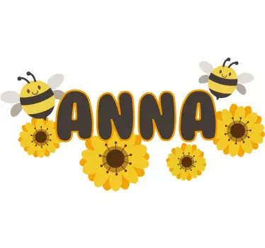 Cvijet s pčelom ilustracija zid umjetnosti naljepnica - TenStickers