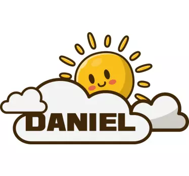 Naljepnica za djecu oblak suncem i imenom - TenStickers