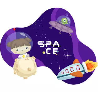 Djevojka u ilustraciji ilustracije o svemiru - TenStickers
