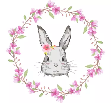 Naljepnica za djecu bunny cvjetni dizajn - TenStickers