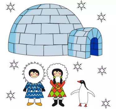 Naljepnica za djecu igloo prijatelji scena - TenStickers