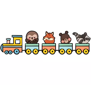 Ljupka ilustracija vlak za životinje zidna umjetnost - TenStickers