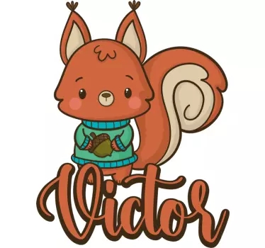 Ilustracija vjeverica i žira zidna umjetnost - TenStickers