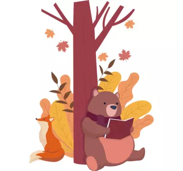 Drvo sa životinjama ilustracija zidna naljepnica - TenStickers