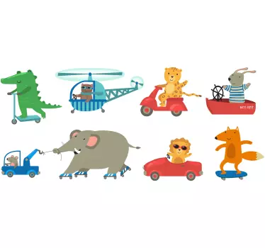 Naljepnica za djecu scena životinjske avanture - TenStickers