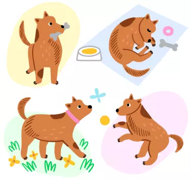 Preslatke pseće scene dječja zidna naljepnica na zidu - TenStickers