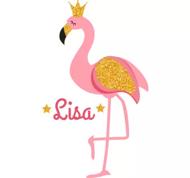 Naljepnica flamingo s imenom ptica - TenStickers