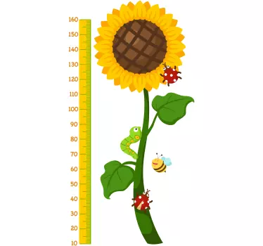 Metar zid s naljepnicom grafikona visine suncokreta - TenStickers