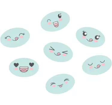 Slatka anime face naljepnica na zidu iz crtića - TenStickers