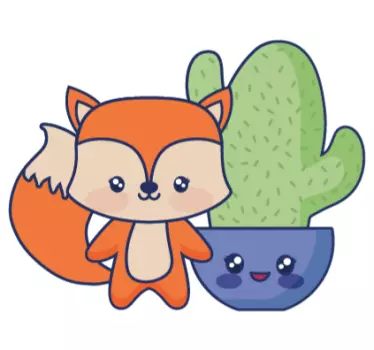 Anime kaktus i lisica crtić zidni dcal - TenStickers