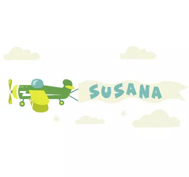 Avion s prikazom imena i oblaka zidna umjetnost - TenStickers
