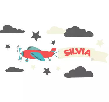 Avioni s imenom i zvijezdama ilustracija zidna naljepnica - TenStickers