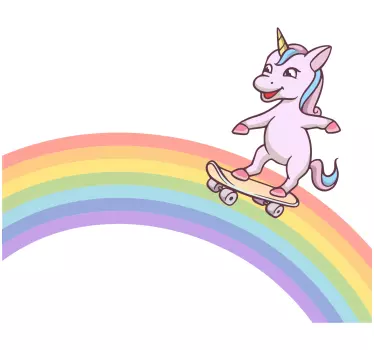 Naljepnica za djecu s jednorogom na skateboardu - TenStickers