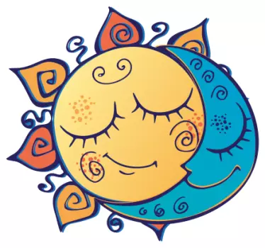 Naljepnica za djecu sunčeva i mjesečeva lica - TenStickers