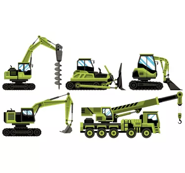 Zelena naljepnica igračaka za traktor i buldožere - TenStickers