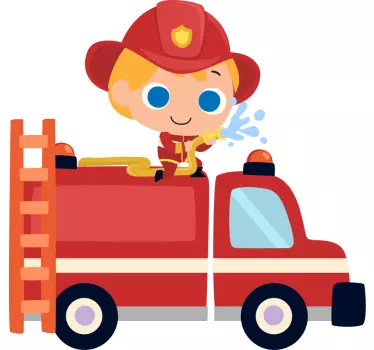 Zidna naljepnica za spavaću sobu dječjeg vatrogasca - TenStickers