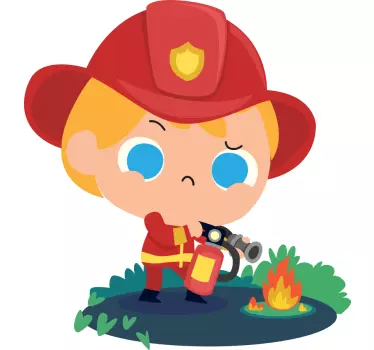 Naljepnica za djecu dječji lik vatrogasca - TenStickers