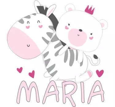 Dječja zebra i ime medvjedića medvjedić na zidu - TenStickers