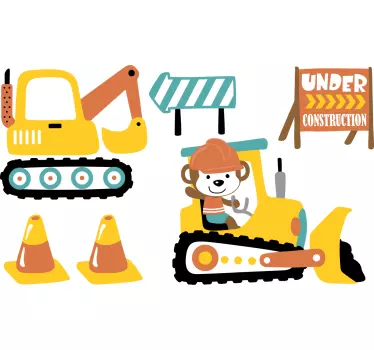 Naljepnica za djecu zabava s građevinskim vozilima - TenStickers
