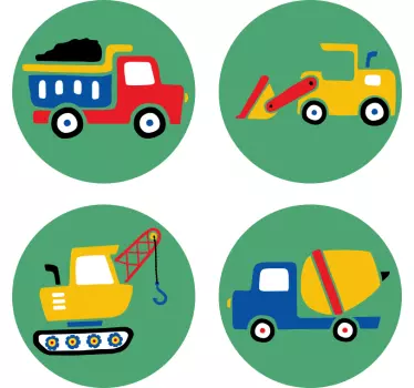 Naljepnica za djecu s prikazima građevinskih vozila - TenStickers