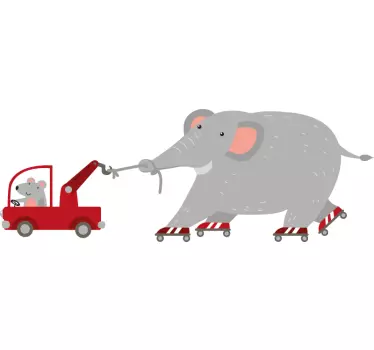 Slon s naljepnicom na zidu miša - TenStickers